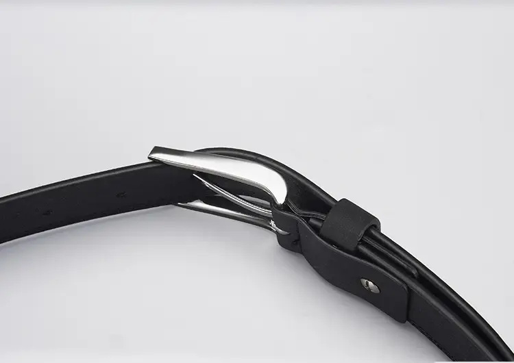 Men's Grey PU Leather Belt with Silver Buckle — feature 12