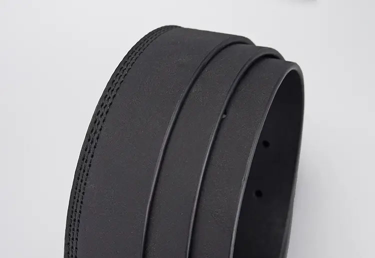 Men's Grey PU Leather Belt with Silver Buckle — feature 13