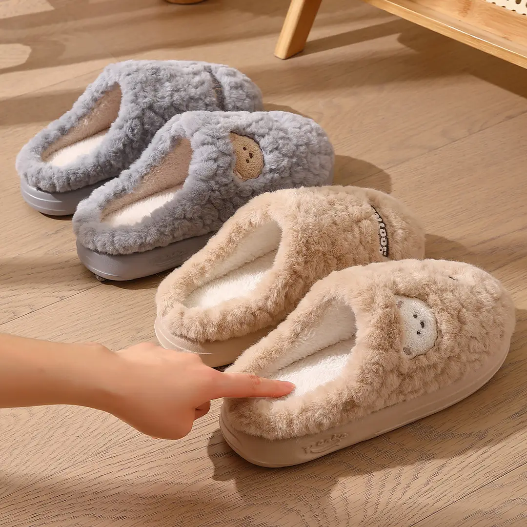 Cotton slippers men's autumn and winter home cartoon indoor home thick bottom warm home women's non-slip Mao Mao cotton shoes wholesale