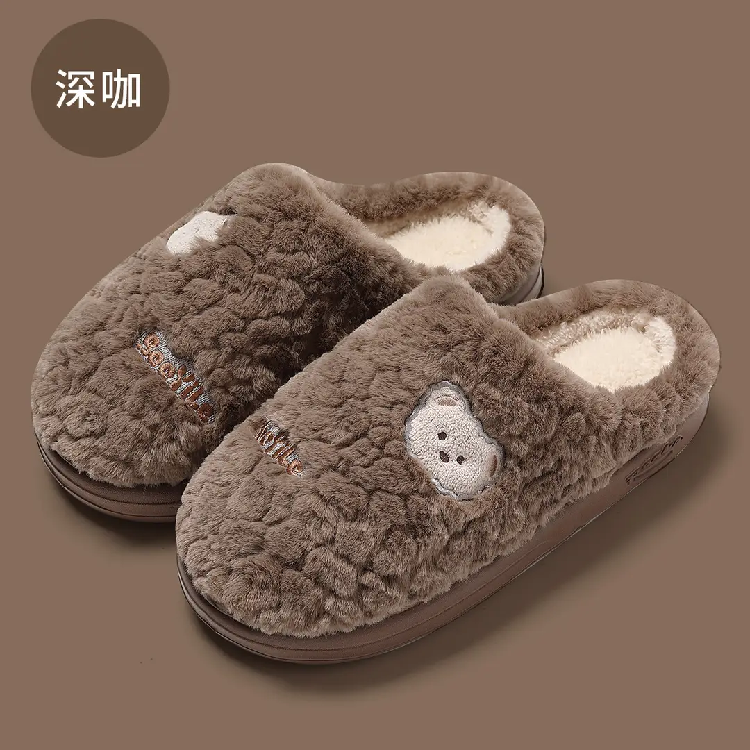 Cotton slippers men's autumn and winter home cartoon indoor home thick bottom warm home women's non-slip Mao Mao cotton shoes wholesale
