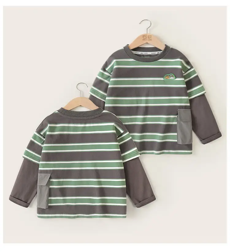 Green Striped Long Sleeve T-Shirt for Boys Spring Autumn 2026 — feature 18