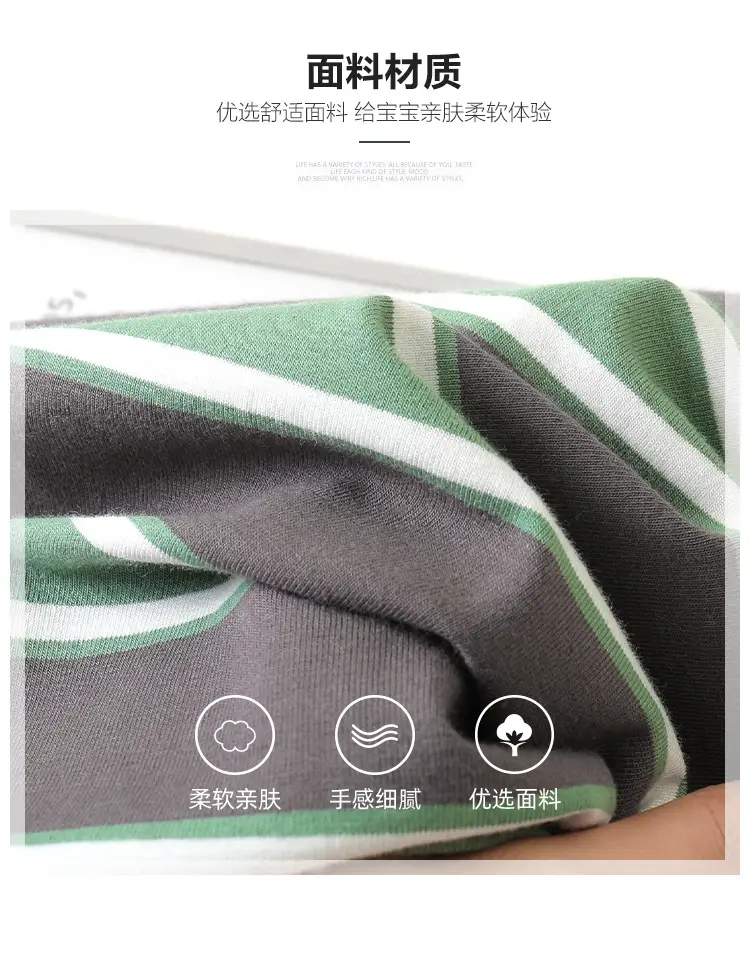 Green Striped Long Sleeve T-Shirt for Boys Spring Autumn 2026 — feature 19