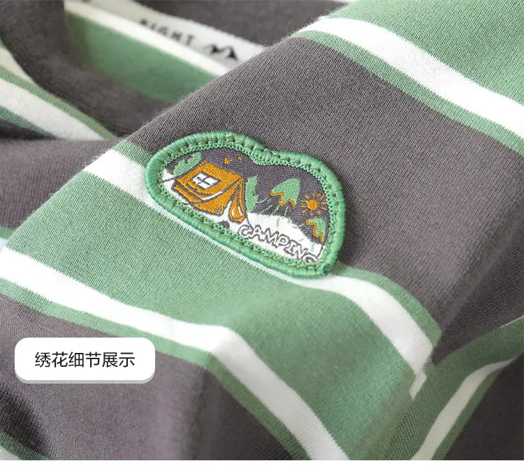 Green Striped Long Sleeve T-Shirt for Boys Spring Autumn 2026 — feature 29