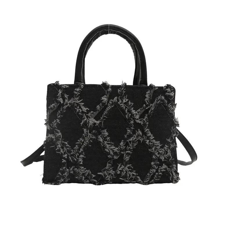 Pink Rhombic Embroidered Shoulder Bag for Women - Image 9