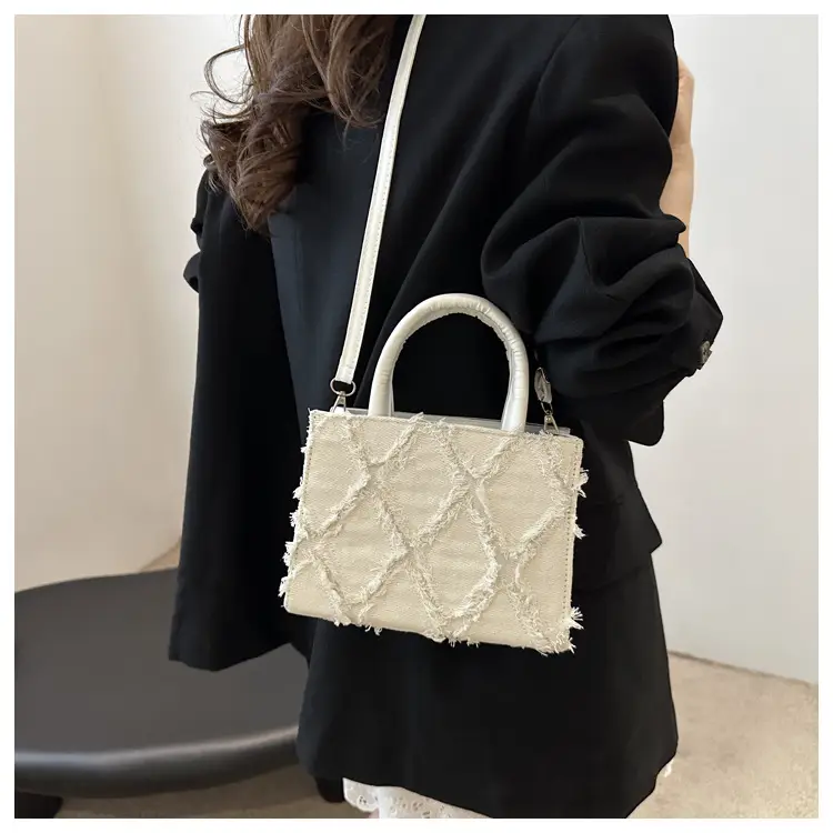 Pink Rhombic Embroidered Shoulder Bag for Women — feature 16