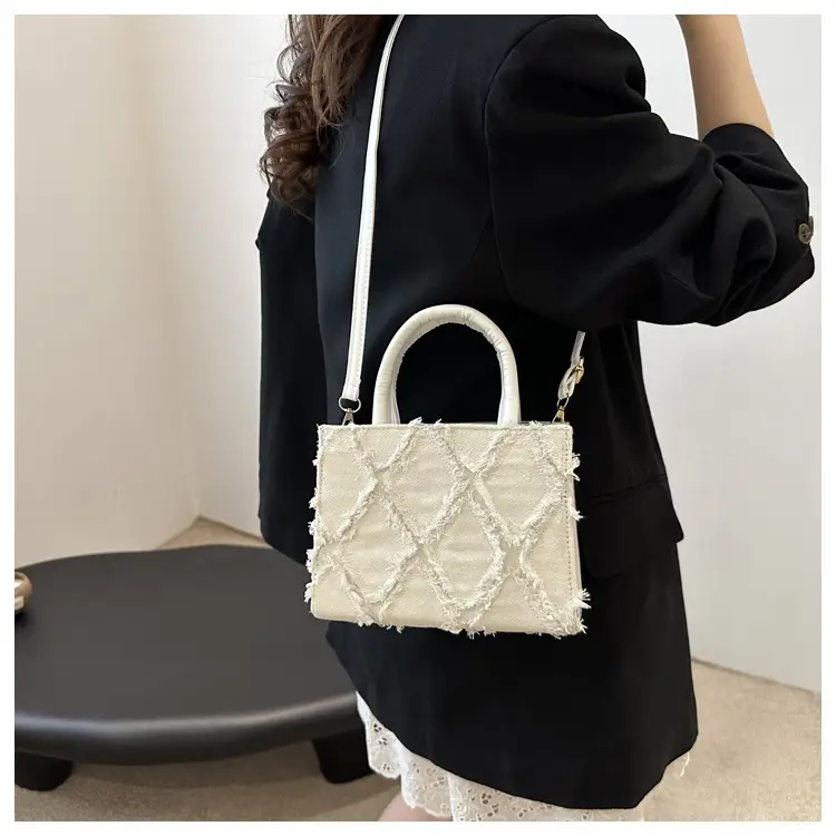 Pink Rhombic Embroidered Shoulder Bag for Women — feature 17