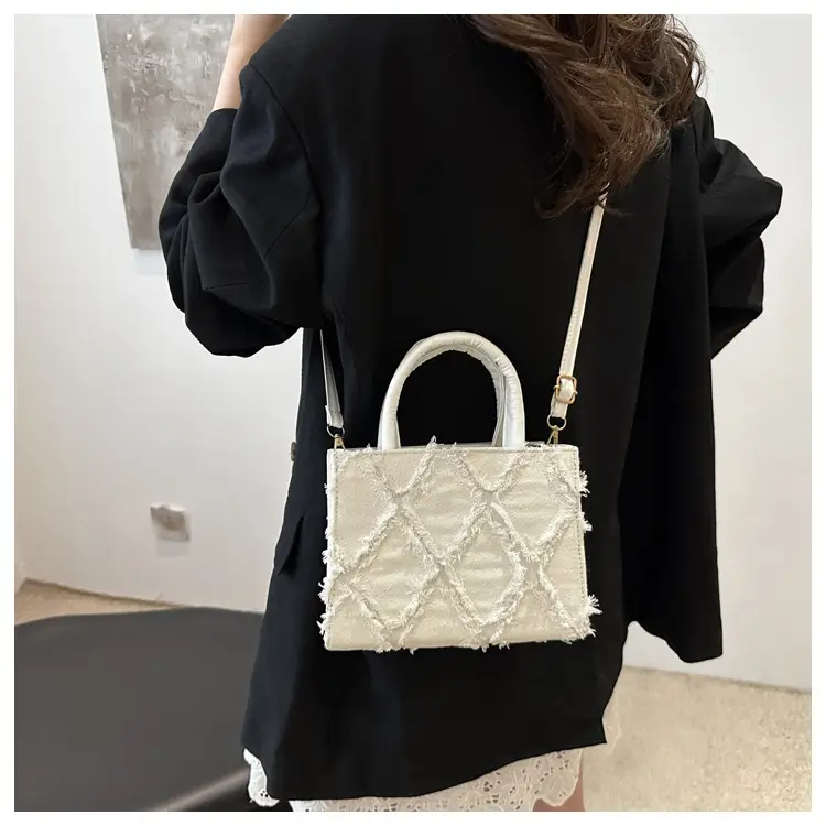 Pink Rhombic Embroidered Shoulder Bag for Women — feature 19