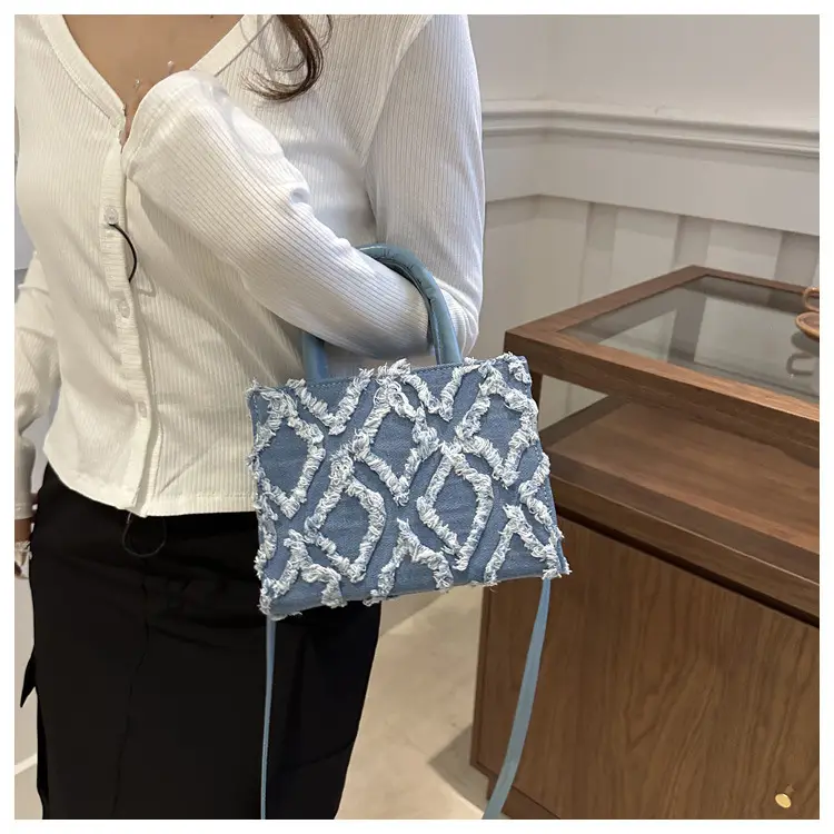Pink Rhombic Embroidered Shoulder Bag for Women — feature 24