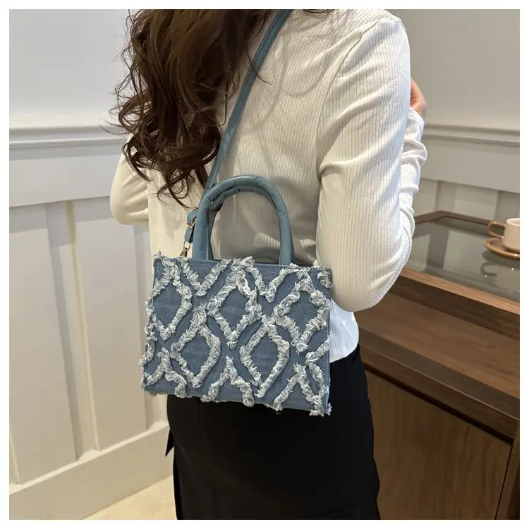 Pink Rhombic Embroidered Shoulder Bag for Women — feature 25
