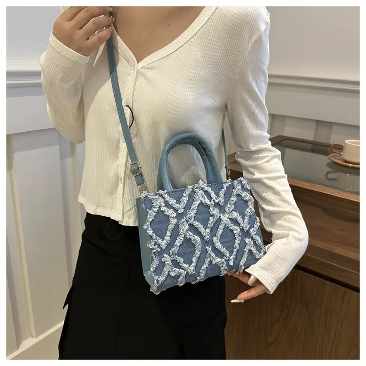 Pink Rhombic Embroidered Shoulder Bag for Women — feature 26