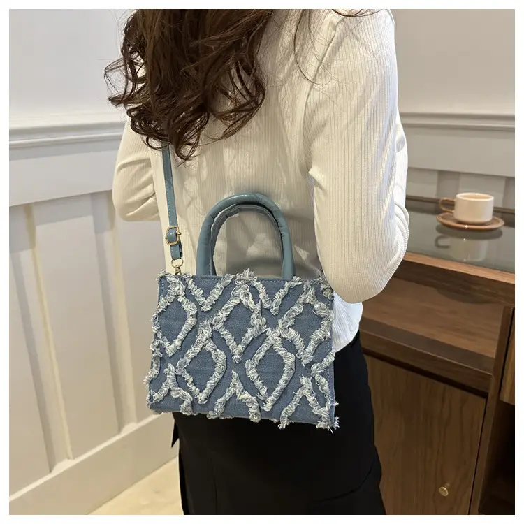 Pink Rhombic Embroidered Shoulder Bag for Women — feature 27