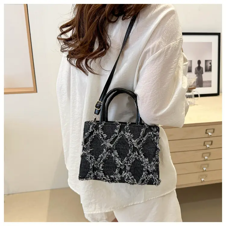 Pink Rhombic Embroidered Shoulder Bag for Women — feature 30