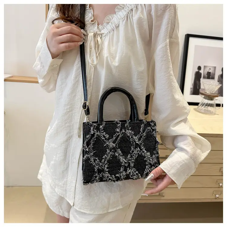 Pink Rhombic Embroidered Shoulder Bag for Women — feature 32