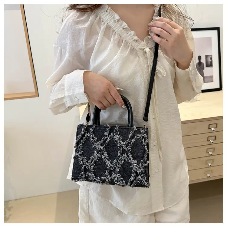 Pink Rhombic Embroidered Shoulder Bag for Women — feature 33