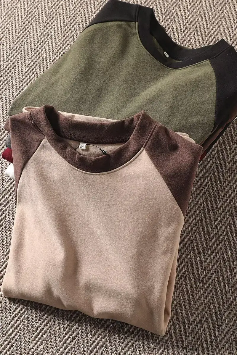 Men's Fleece Long Sleeve T-Shirt Multi Color Winter — feature 16