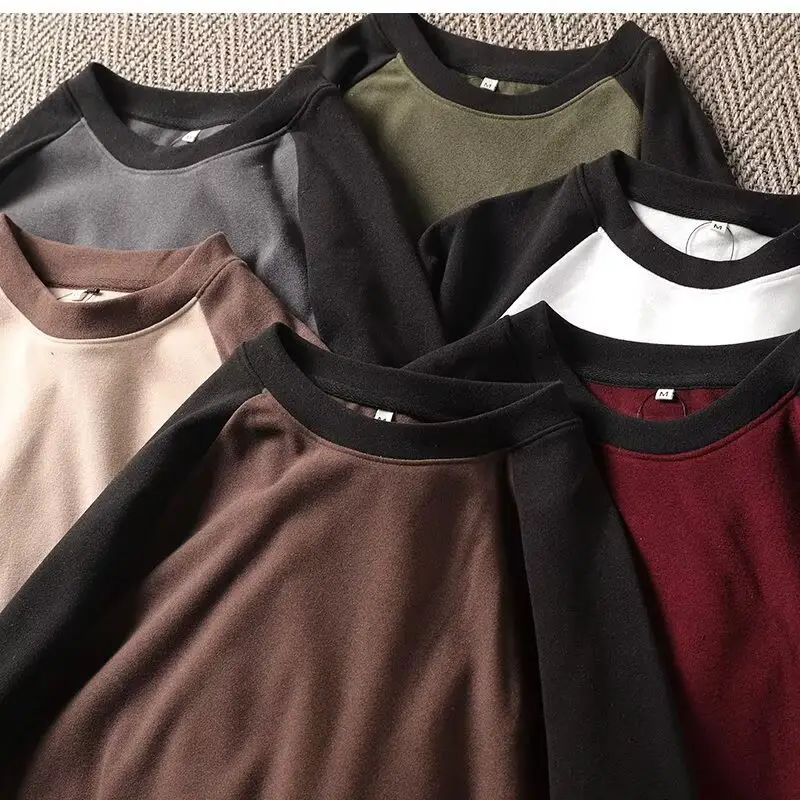 Men's Fleece Long Sleeve T-Shirt Multi Color Winter — feature 2