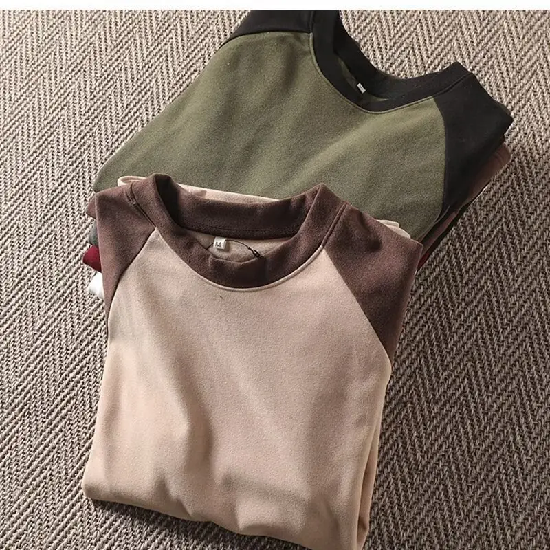 Men's Fleece Long Sleeve T-Shirt Multi Color Winter — feature 9