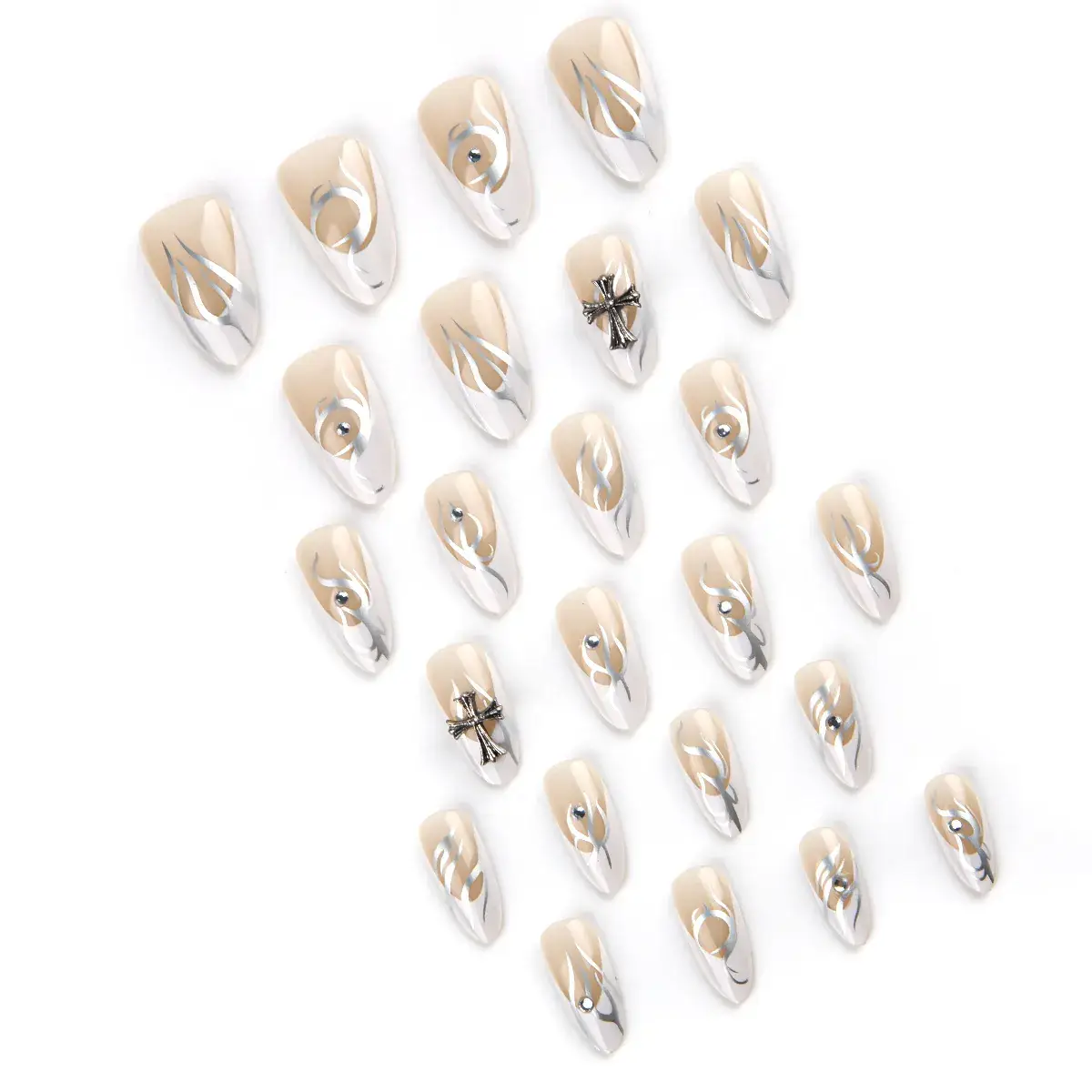 Silver French Style Nail Art Removable Wear - Image 4
