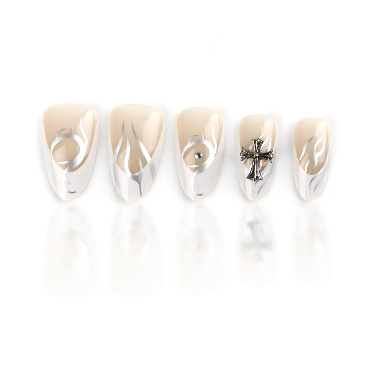 Silver French Style Nail Art Removable Wear - Image 5