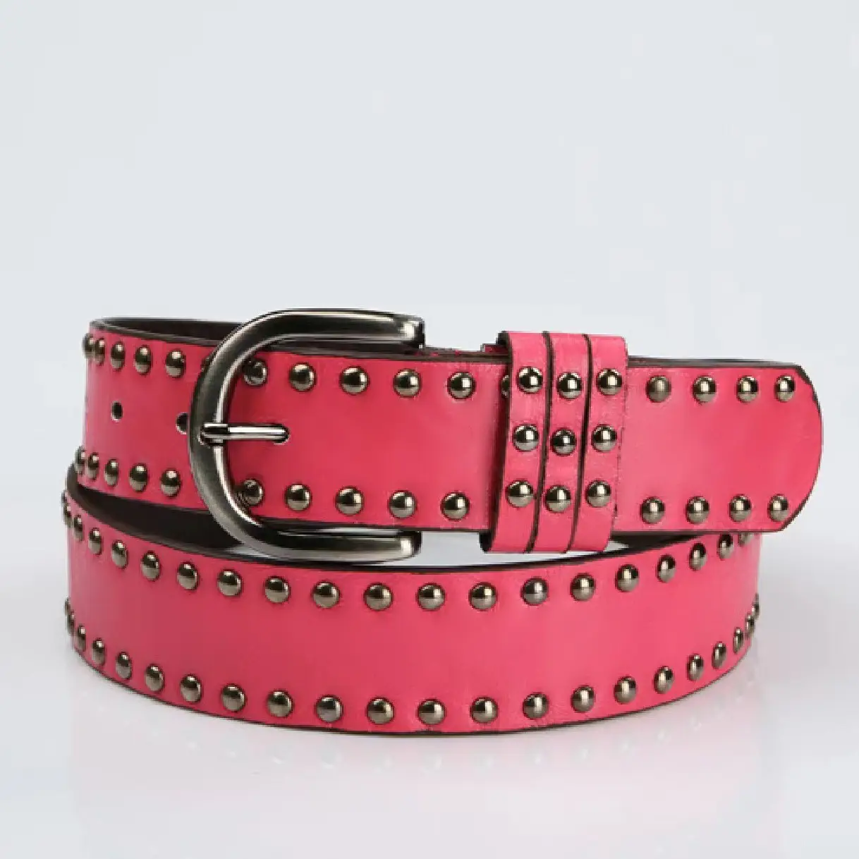 Women's Brown Rivet Belt with Buckle - Image 8