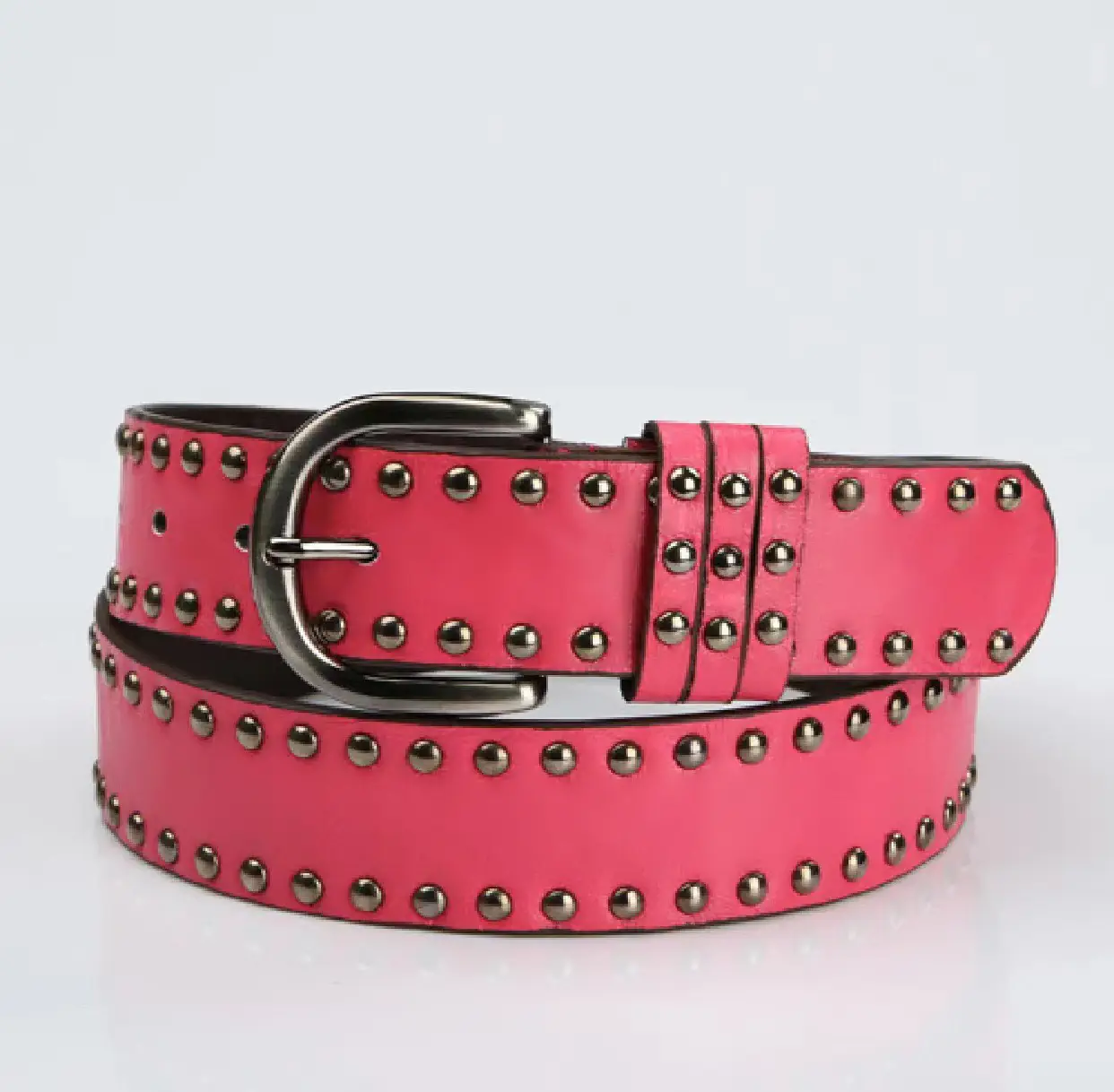 Women's Brown Rivet Belt with Buckle — feature 10