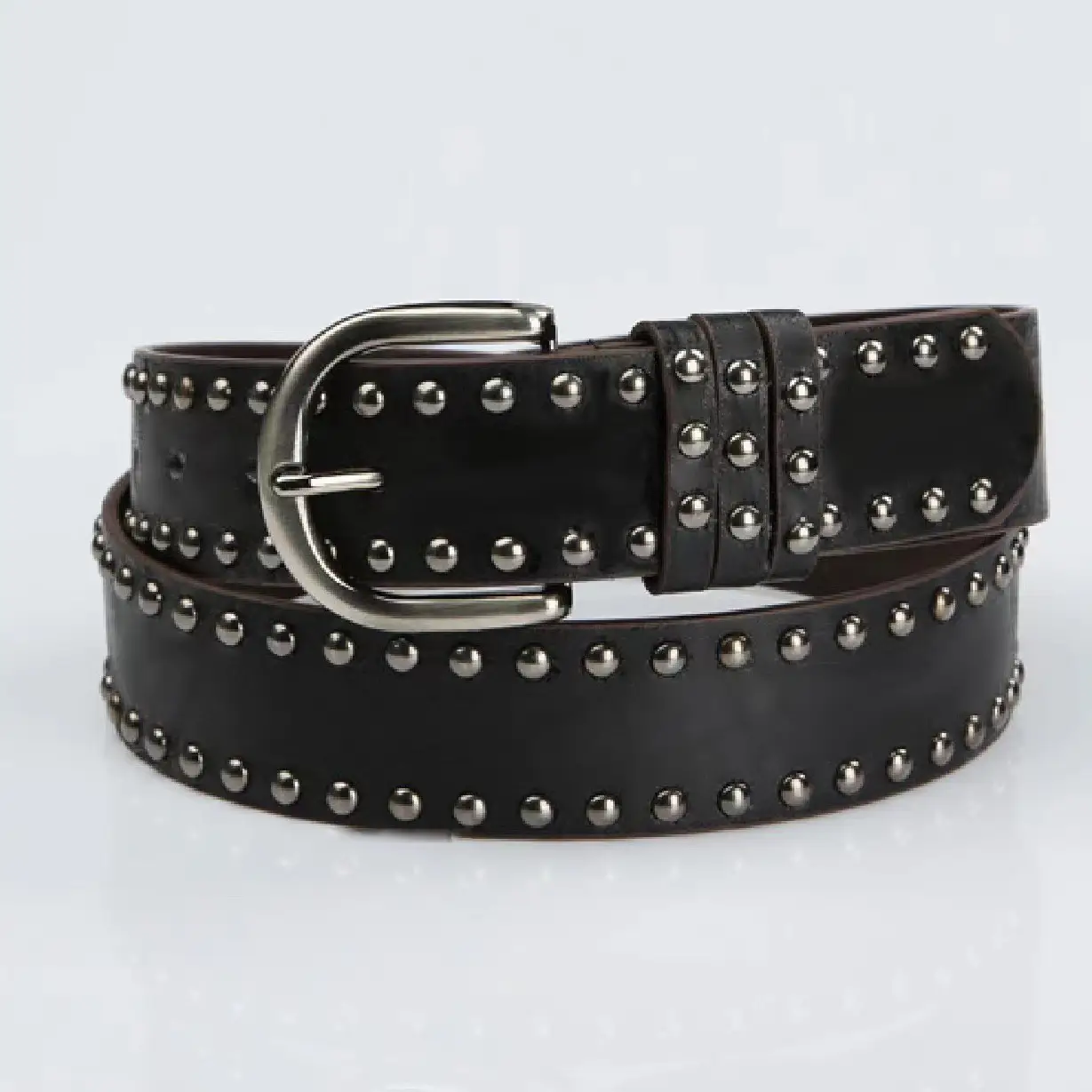 Women's Brown Rivet Belt with Buckle — feature 6
