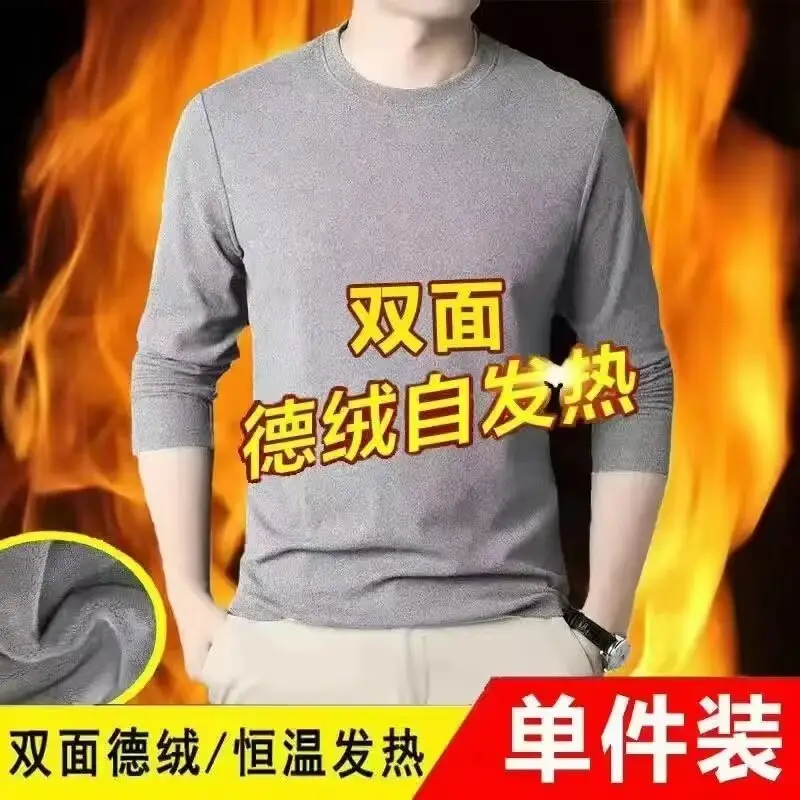 Men's Black Velvet Thermal T-Shirt Long Sleeve - Image 2