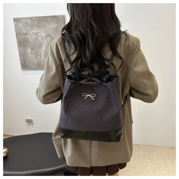 Women's Black Canvas Shoulder Bag Large Capacity — feature 12