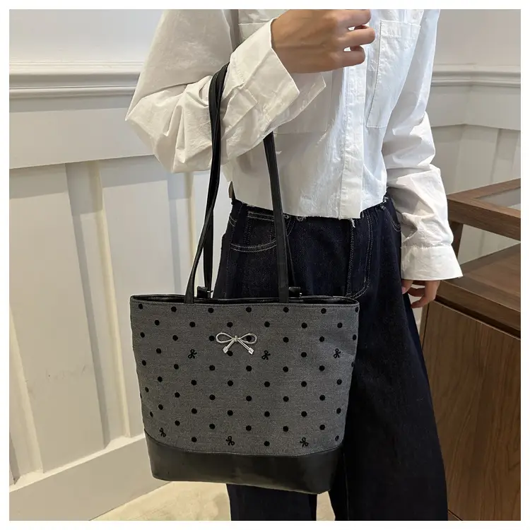 Women's Black Canvas Shoulder Bag Large Capacity — feature 14