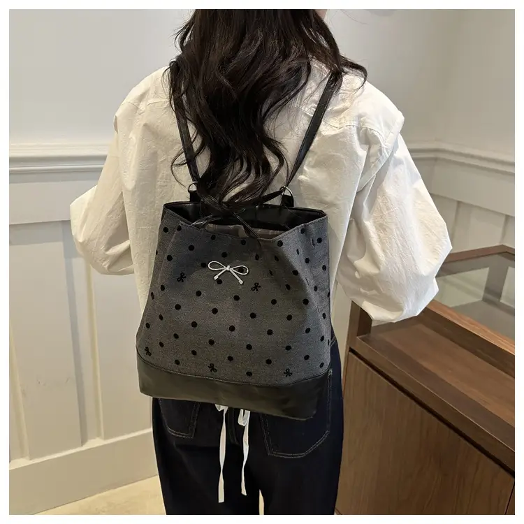 Women's Black Canvas Shoulder Bag Large Capacity — feature 17