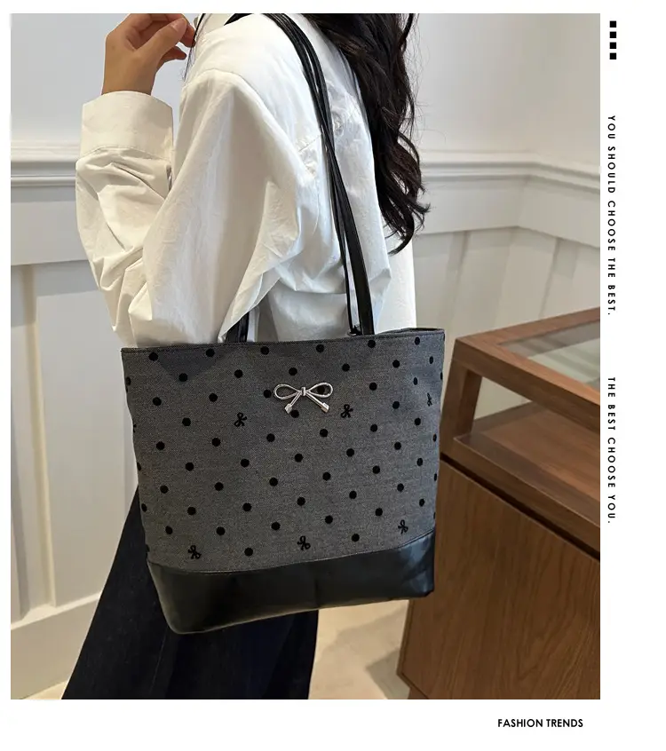 Women's Black Canvas Shoulder Bag Large Capacity — feature 2