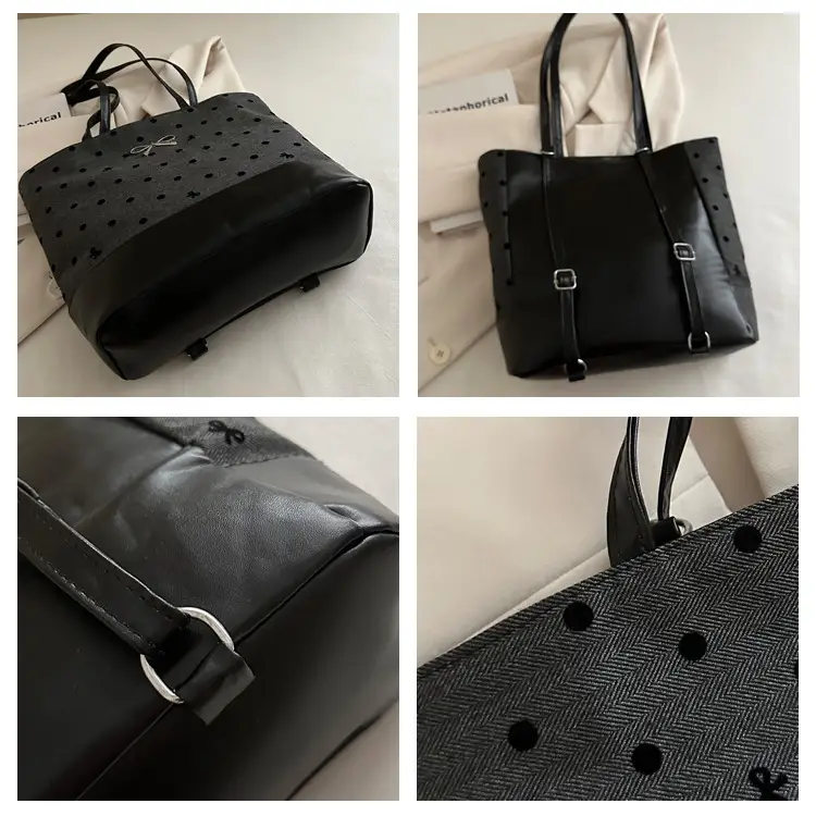 Women's Black Canvas Shoulder Bag Large Capacity — feature 9