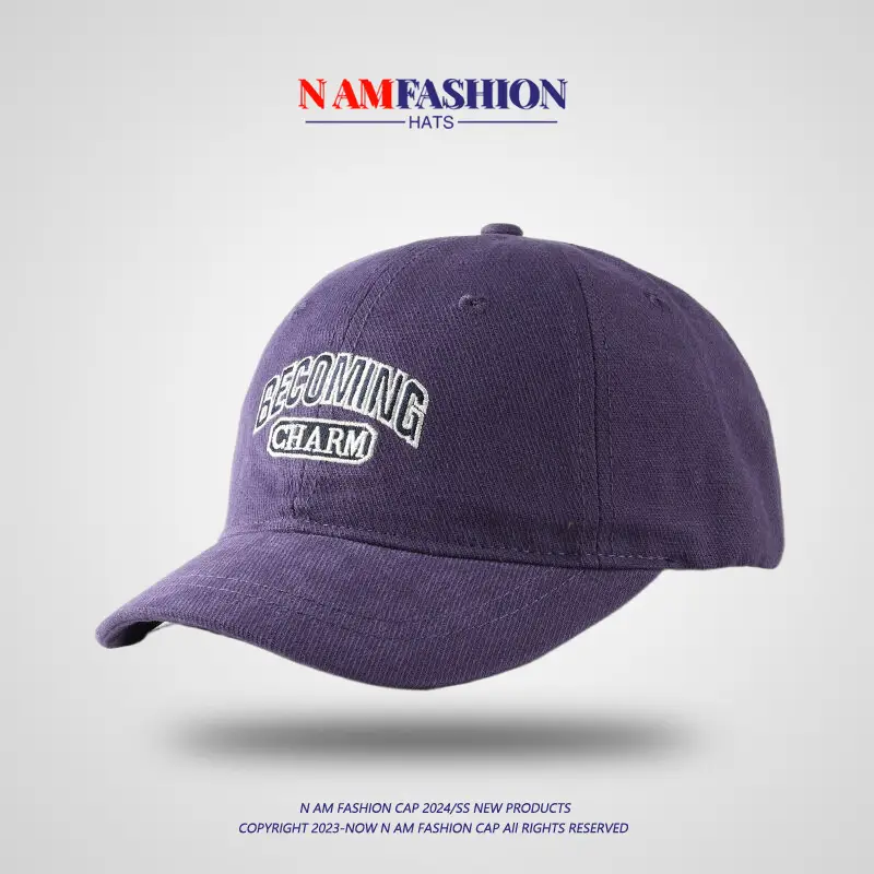 Purple Baseball Cap Women Retro Lettered Outdoor Streetwear - Image 8