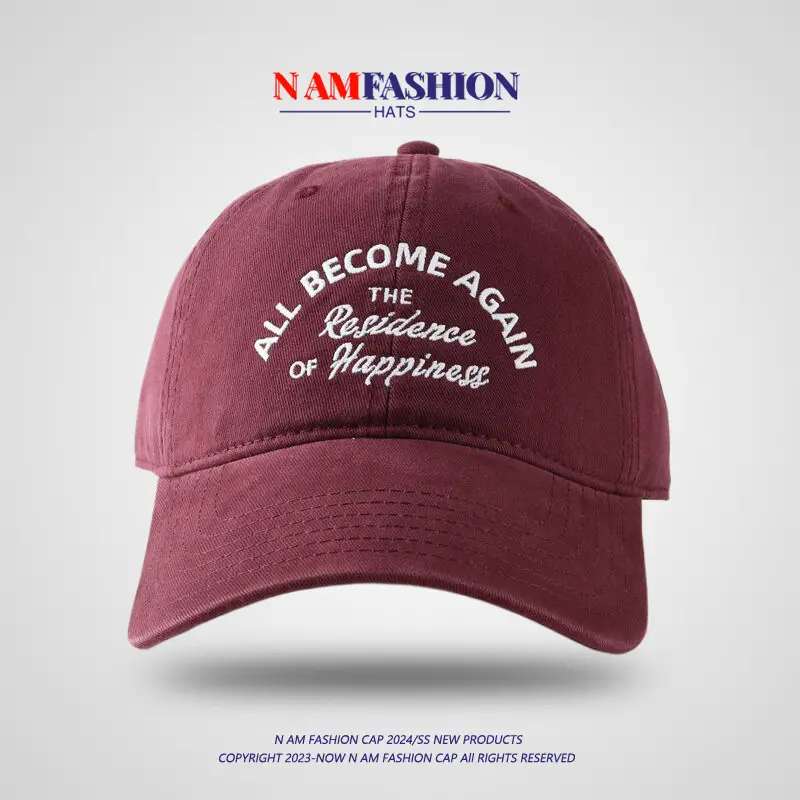 Maroon Cotton Baseball Cap for Men Women Summer - Image 12