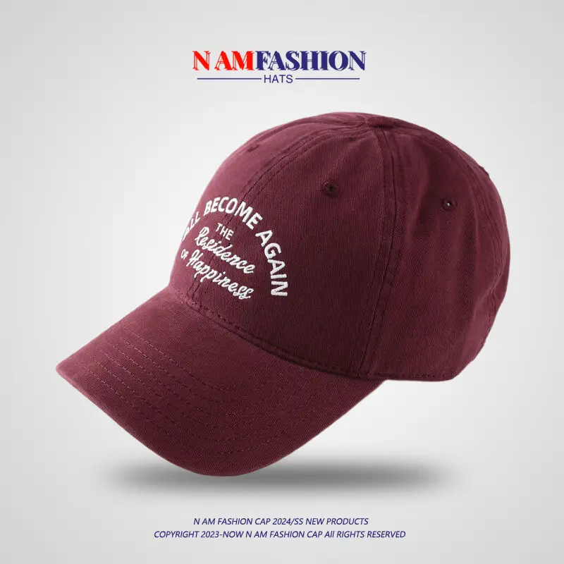 Maroon Cotton Baseball Cap for Men Women Summer — feature 10