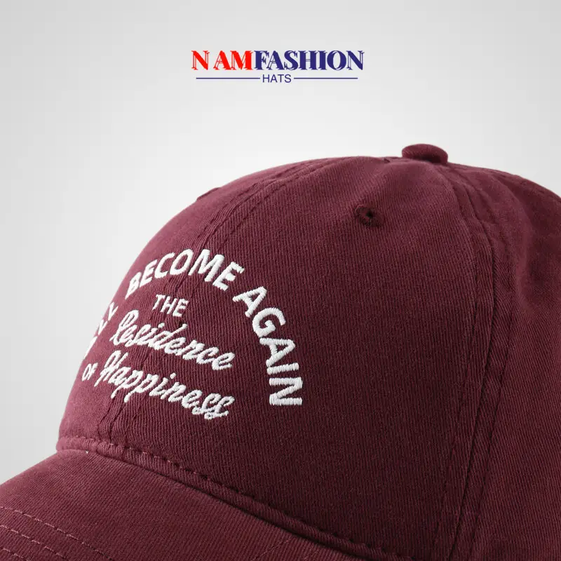 Maroon Cotton Baseball Cap for Men Women Summer — feature 11