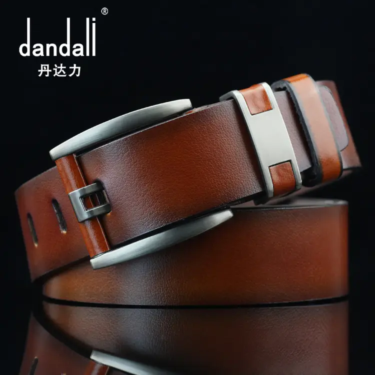 Men's Retro Pin Buckle Belt Brown Microfiber - Image 2
