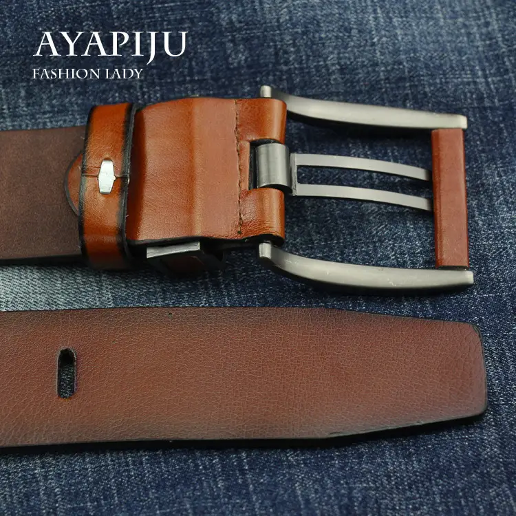 Men's Retro Pin Buckle Belt Brown Microfiber — feature 1