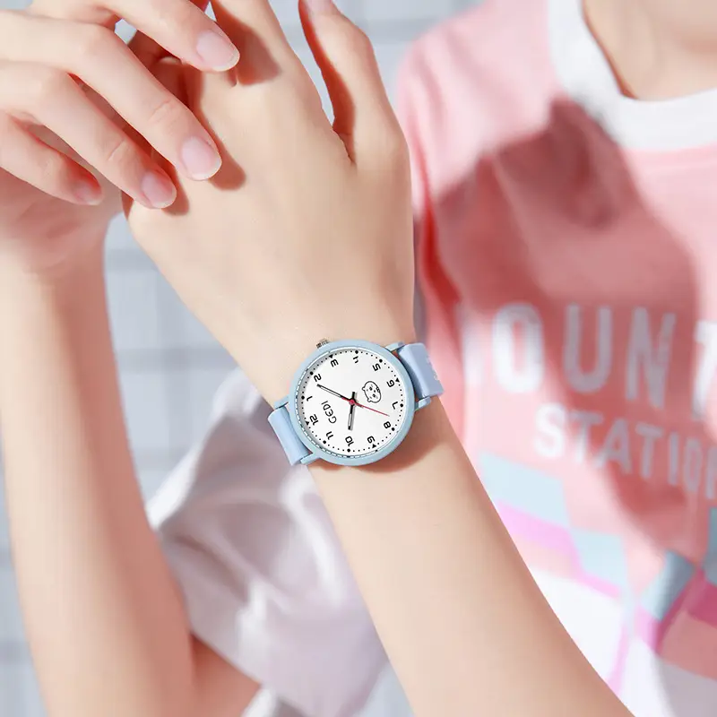 Pink Cartoon Silicone Watch for Girls Junior High