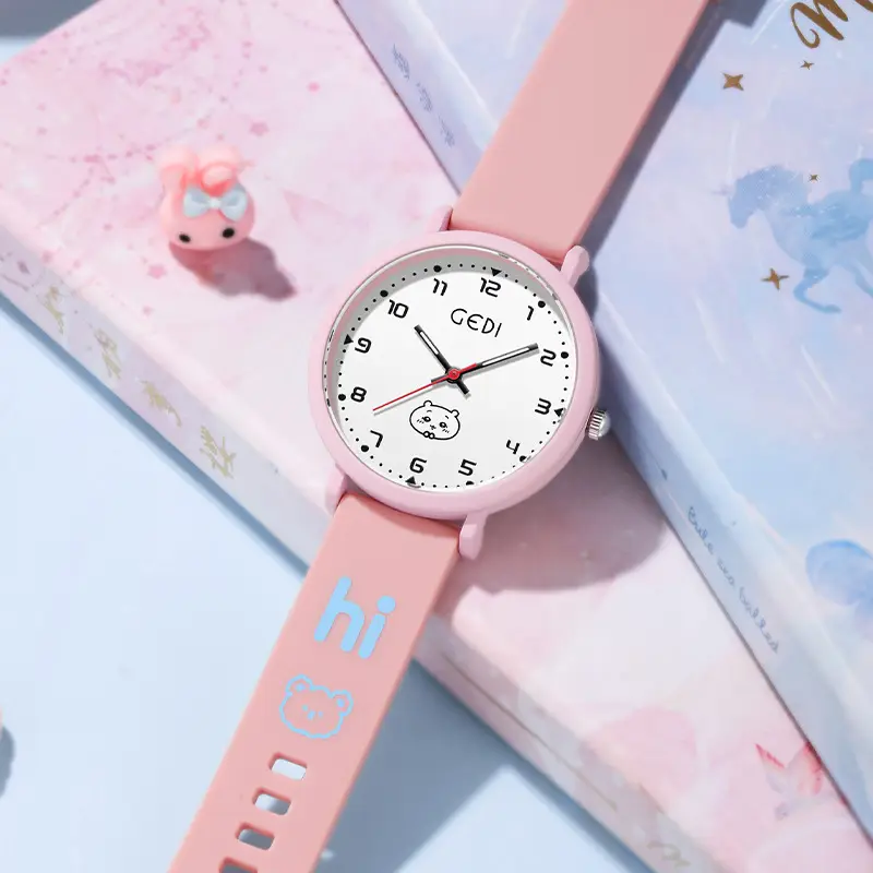 Pink Cartoon Silicone Watch for Girls Junior High