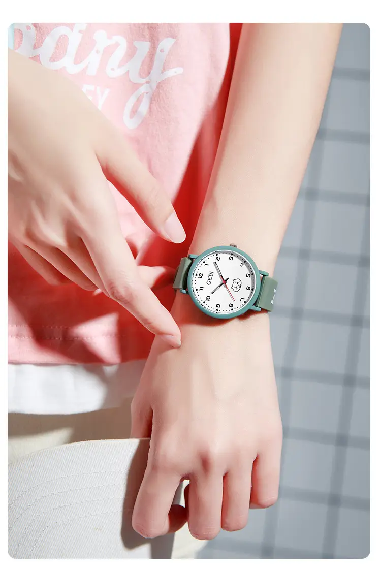 Pink Cartoon Silicone Watch for Girls Junior High — feature 10