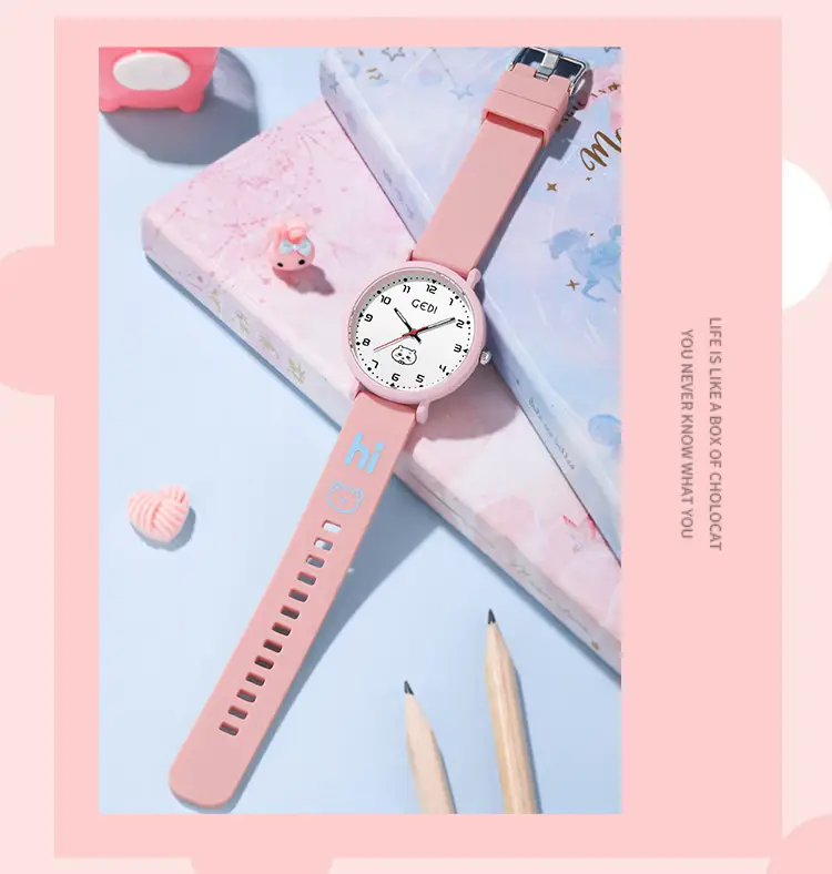 Pink Cartoon Silicone Watch for Girls Junior High — feature 3