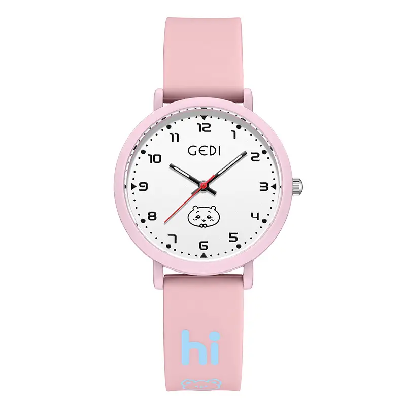 Pink Cartoon Silicone Watch for Girls Junior High