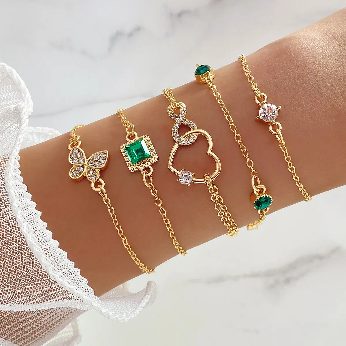 European & American Cross-Border Love Knotted Bracelet Set