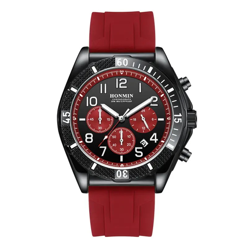 Men's Multi-Function Chronograph Watch Black Luminous Waterproof Quartz - Image 2