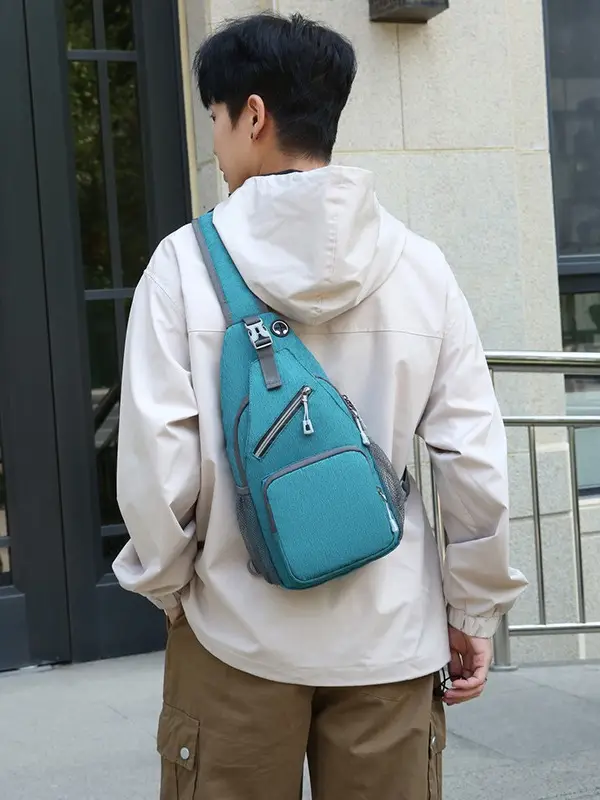 Men's Crossbody Bag with Tropical Print Shoulder Crossbody