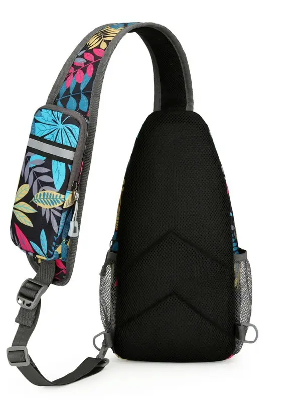 Men's Crossbody Bag with Tropical Print Shoulder Crossbody