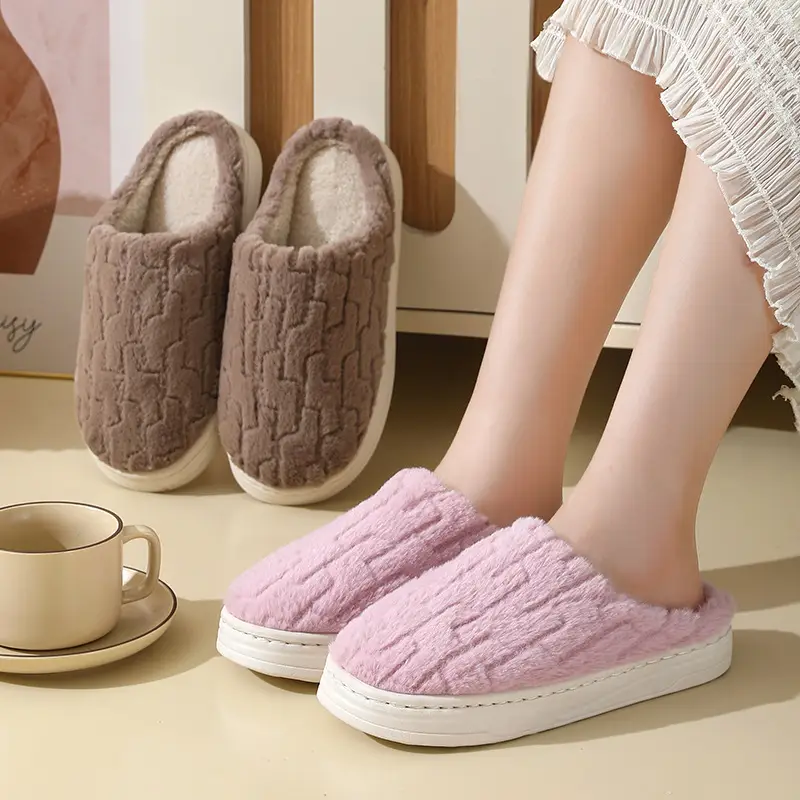 Cotton Slippers Women's Autumn and Winter Couple's Thick-soled Warm Moon Non-slip Slippers Men's Indoor Household Home fleece-lined Winter Slippers
