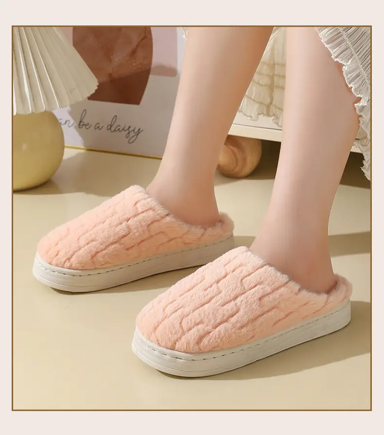 Cotton Slippers Women's Autumn and Winter Couple's Thick-soled Warm Moon Non-slip Slippers Men's Indoor Household Home fleece-lined Winter Slippers — feature 11