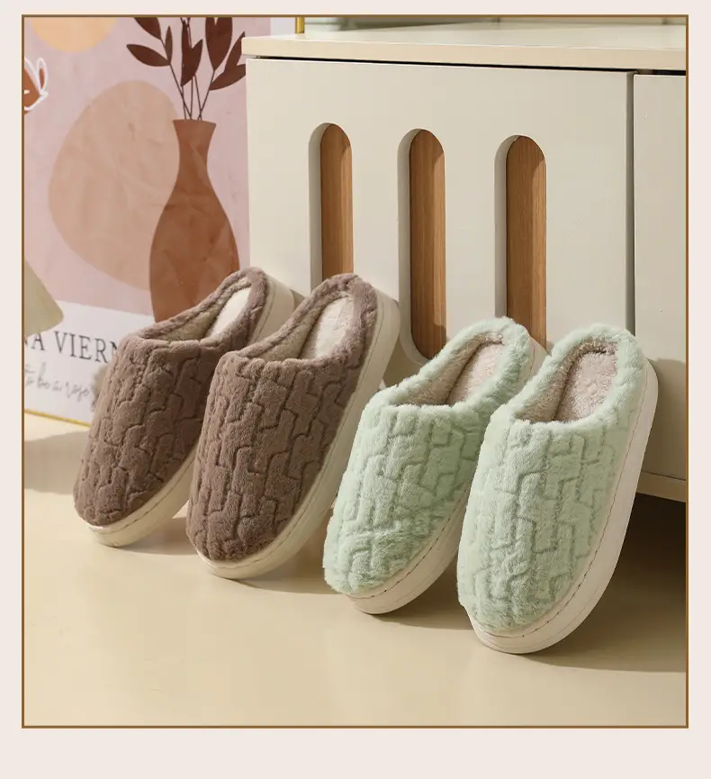 Cotton Slippers Women's Autumn and Winter Couple's Thick-soled Warm Moon Non-slip Slippers Men's Indoor Household Home fleece-lined Winter Slippers — feature 12